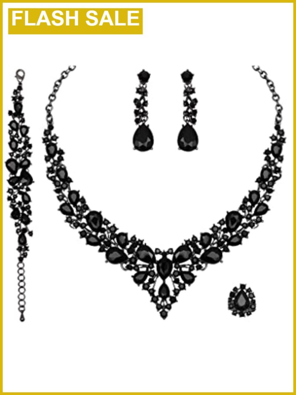 Crystal Costume Jewelry Set Formal Bridal Prom Gown Accessories Adjustable